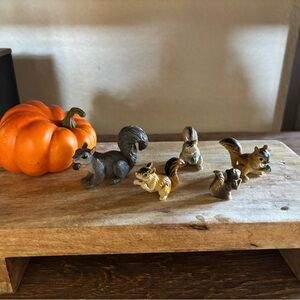 Set of 5 Miniature Squirrels Figurines